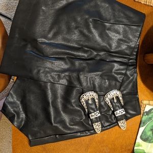 Small forever 21 leather buckle skirt